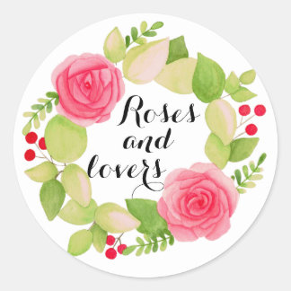 Rose und Liebhaber Klassischer Rundaufkleber Runder Aufkleber