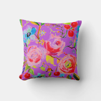 Rose und Lila Kirsche individuell anpassbar Kissen