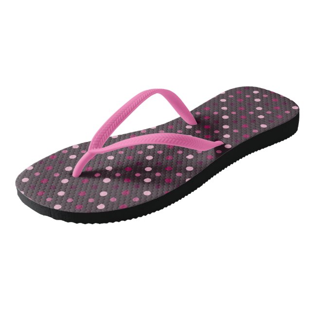 Rose und Lila Punkte Flip Flops (Schrägansicht)