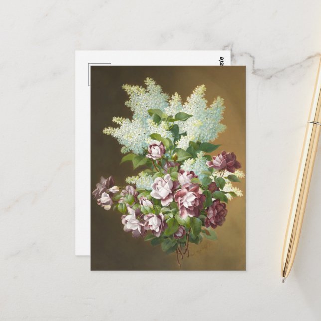 Rose und Lilacs Postkarte (Vorderseite/Rückseite Beispiel)