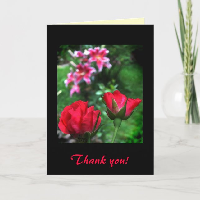 Rose und Lilies Vielen Dank Dankeskarte (Vorderseite)