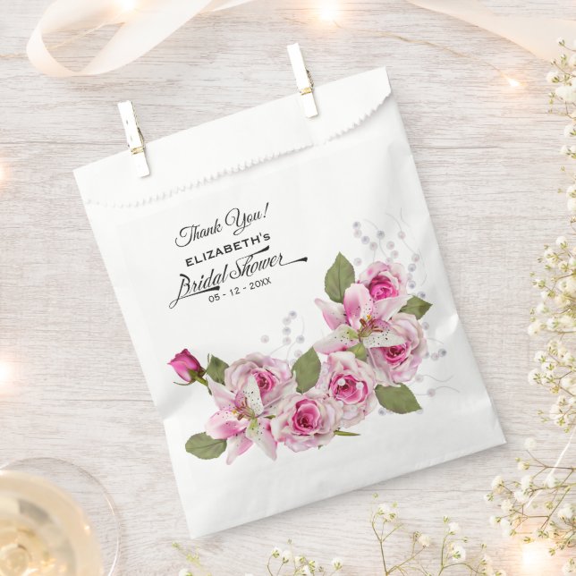 Rose und Lily Pink Brautparty Gefälligkeitstasche Geschenktütchen (Ausgeschnitten)