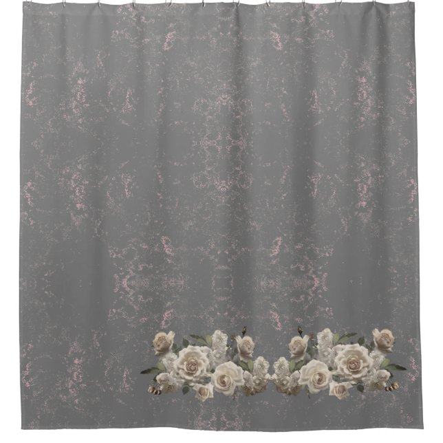 Rose und Marmorstruktur Blumenduschvorhang Duschvorhang (Vorderseite)