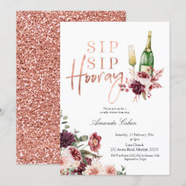 Rose und Marsala Sip Hooray Einladung