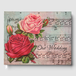 Rose und Musiknoten Gästebuch