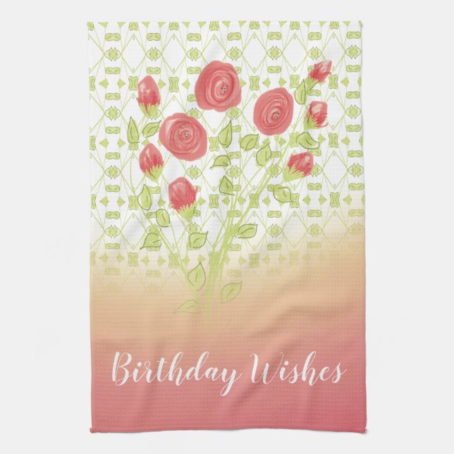 Rose und Muster Geschirrtuch (Vertikal)