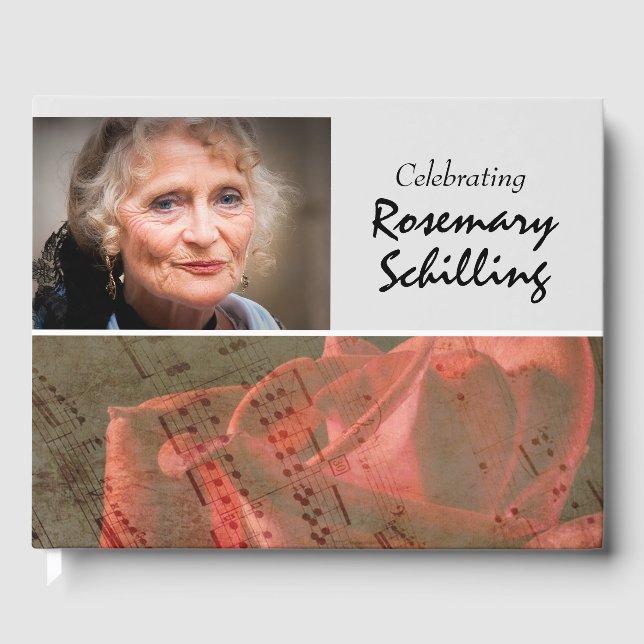 Rose und Notenheft Gästebuch (Vorderseite)