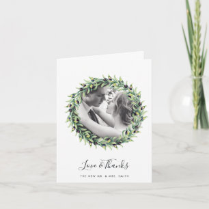 Rose und Olive Hochzeit Foto Vielen Dank Dankeskarte