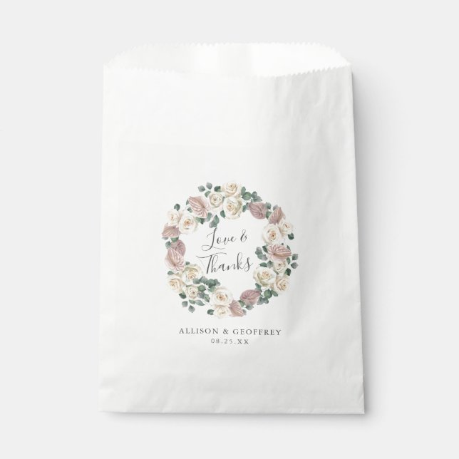 Rose und Orchideen Hochzeit Vielen Dank Geschenktütchen (Vorderseite)