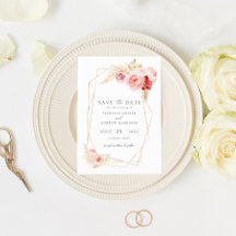 Rose und Pampas Grass Gold Rahmen Save the Date