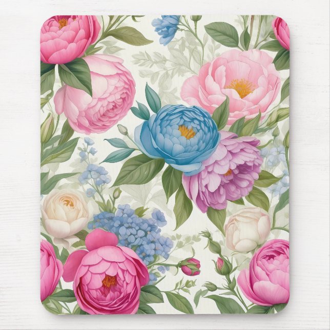 Rose und Peonieflora im Garten Mousepad (Vorne)