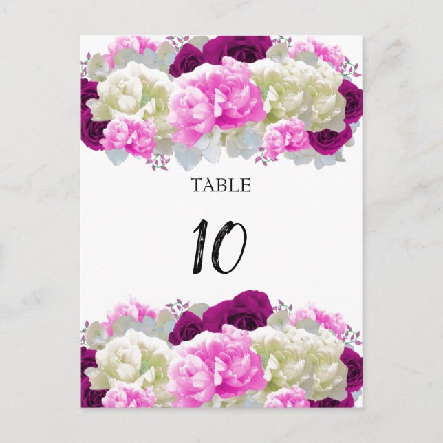 Rose und Peonies Rosa Tischplatinenkarte Postkarte (Vorderseite)
