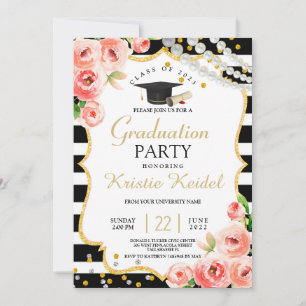 Rose und Perl Graduation Party Einladung