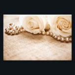 Rose und Perlen Fotodruck<br><div class="desc">White Roses and Pearls with vintage Style</div>