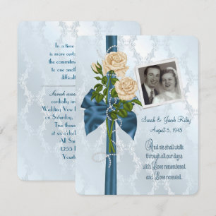 Rose und Perlen mit individuellem Foto Einladung