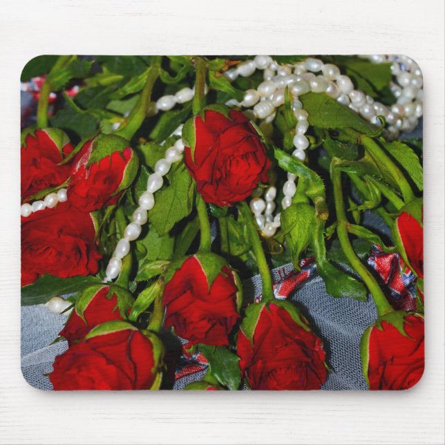 Rose und Perlen Mousepad (Vorne)