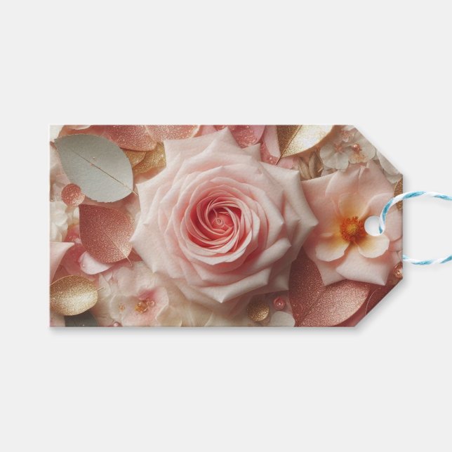 Rose und Petalen Geschenkanhänger (Vorderseite (Horizontal))