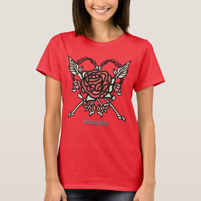 Rose und Pfeile der Minimalistischen Liebe T-Shirt (Vorderseite)