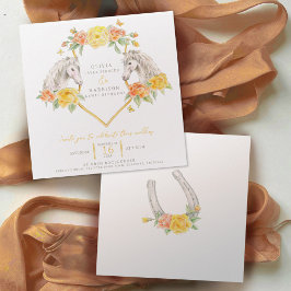 Rose und Pferde Hochzeitsfeier Einladung