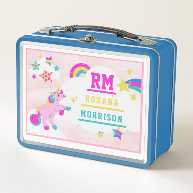 ROSE UND PINKBLAU, GEWINNES MITTAGESMETAL METALL BROTDOSE (Vorderseite)