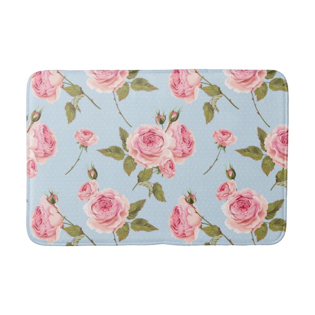 Rose- und Polka-Dots-Muster Badematte (Vorderseite)