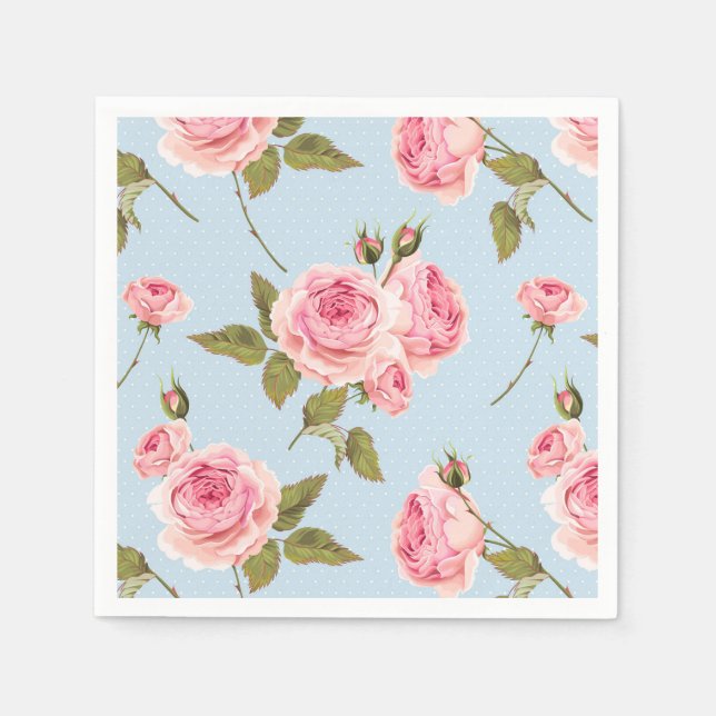 Rose- und Polka-Dots-Muster Serviette (Vorderseite)