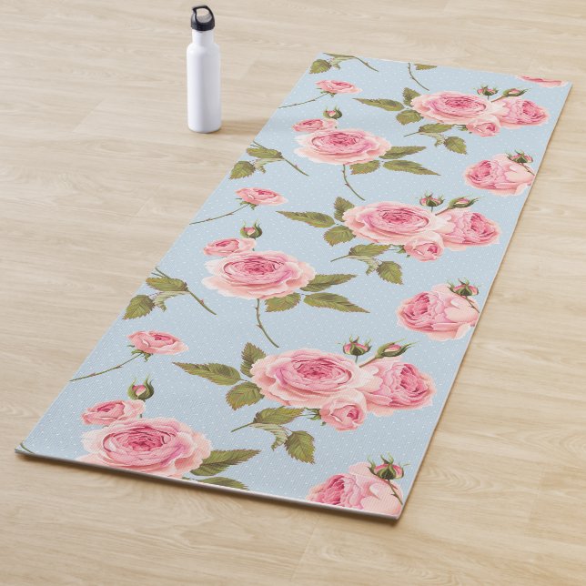 Rose- und Polka-Dots-Muster Yogamatte (Beispiel)