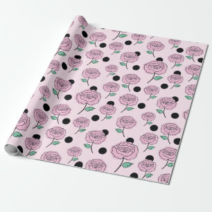 Rose und Punkte. Geschenkpapier