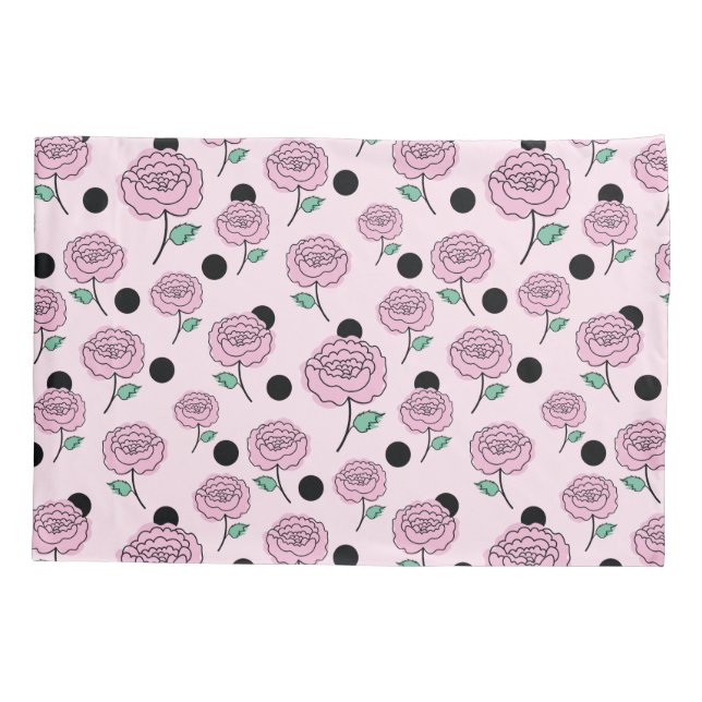 Rose und Punkte. Kissenbezug (Rückseite)