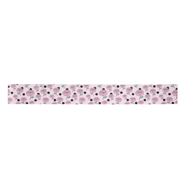 Rose und Punkte. Satinband (Vorderseite)