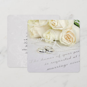 Rose und Ringe der Weißen Hochzeit Einladung