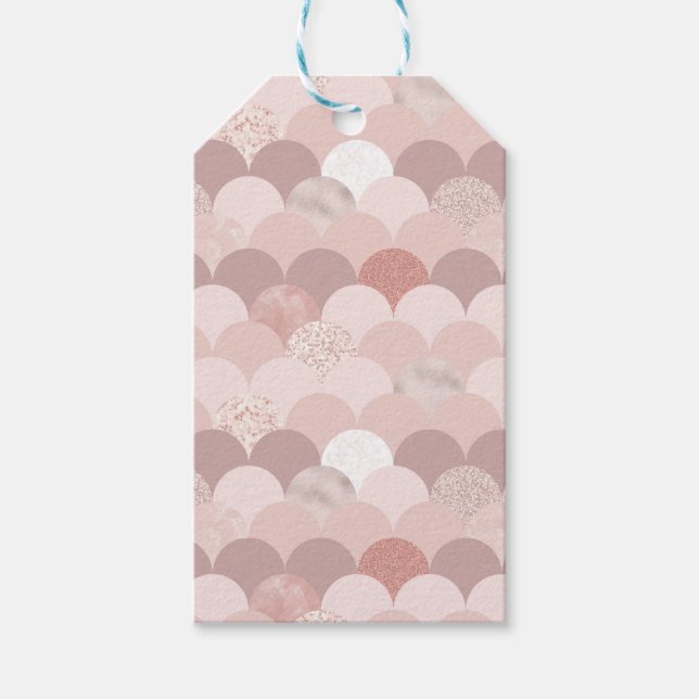 Rose- und rosa Fliesen Geschenkanhänger (Vorderseite)