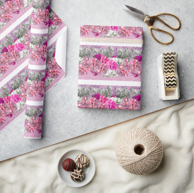 Rose und rosa Imitate Glitzer Wrapping Paper Geschenkpapier (Kunsthandwerk)