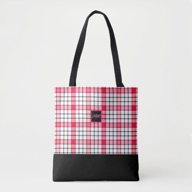 Rose und rosa Karo-kundenspezifische Tasche (Vorderseite)