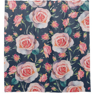 Rose und Rosenknospe: Blütenfrei. Duschvorhang