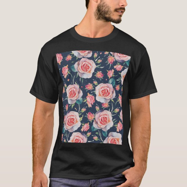 Rose und Rosenknospe: Blütenfrei. T-Shirt (Vorderseite)
