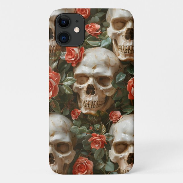 Rose und Schädel Case-Mate iPhone Hülle (Rückseite)