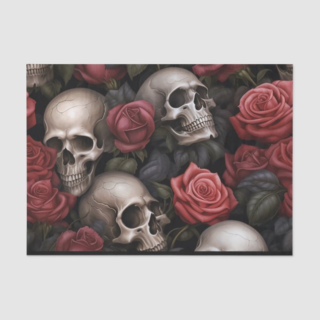 Rose und Schädel Seidenpapier (Vorderseite)