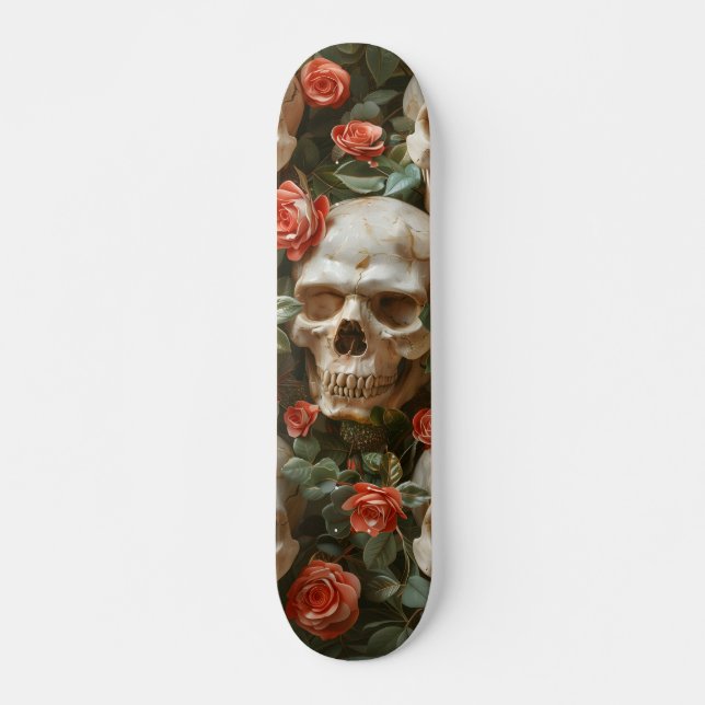 Rose und Schädel Skateboard (Vorne)