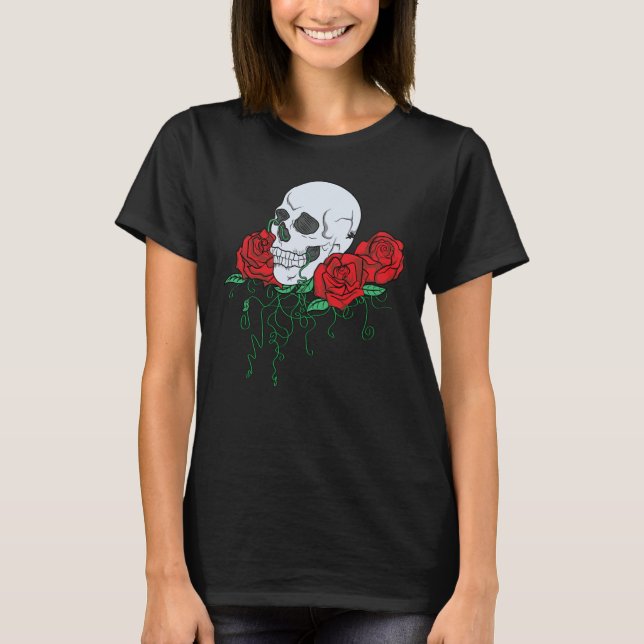Rose und Schädel T-Shirt (Vorderseite)