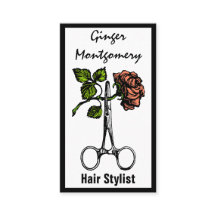 Rose und Schere Friseur Visitenkarte