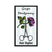 Rose und Schere Frisur Stylist Business Card