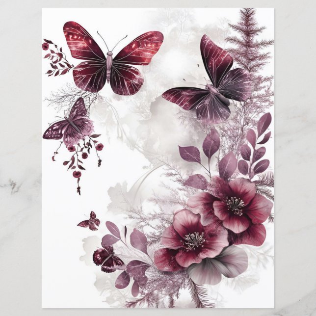 Rose und Schmetterlinge (Rückseite)