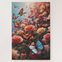 Rose und Schmetterlinge