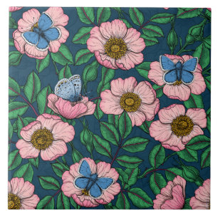 Rose und Schmetterlinge Fliese