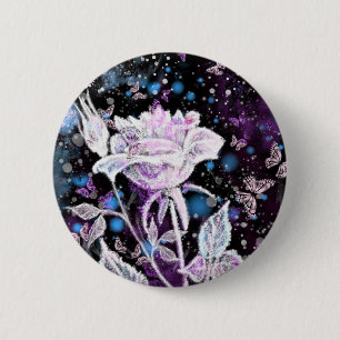 Rose und Schmetterlinge im Winter - schön Button