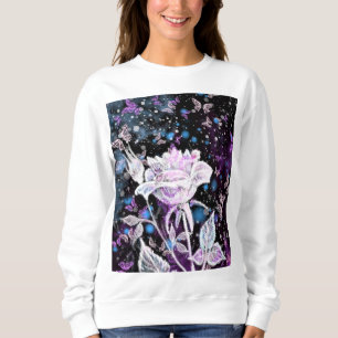 Rose und Schmetterlinge im Winter - schön - Sweatshirt