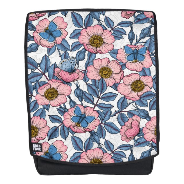 Rose und Schmetterlinge Rucksack (Vorderseite)