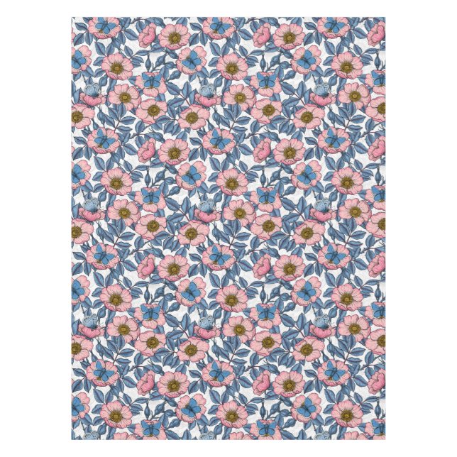 Rose und Schmetterlinge Tischdecke (Vorderseite)