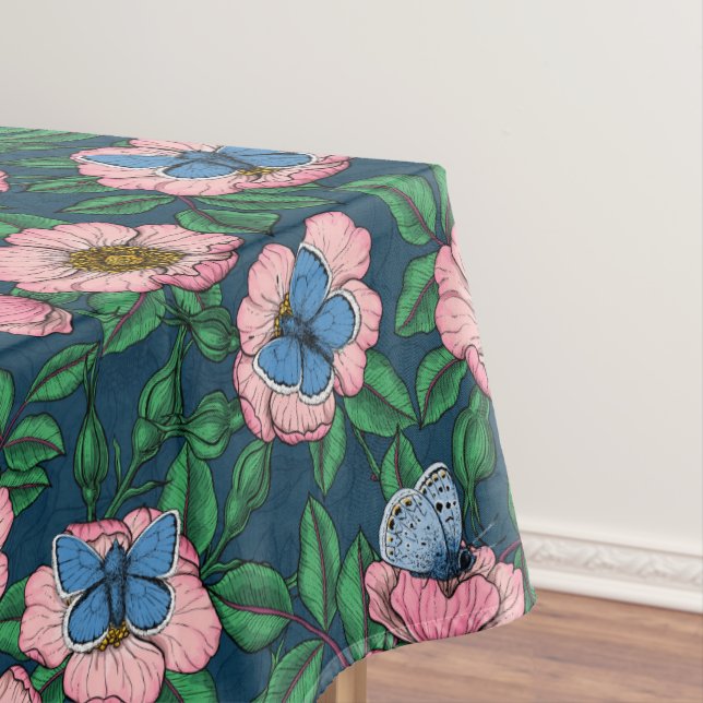Rose und Schmetterlinge Tischdecke (Beispiel)